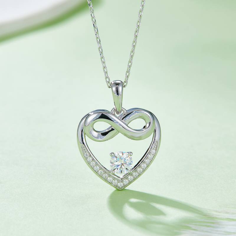 圆底无限的爱PendantS925银Moissanite厘石D级0.6ct